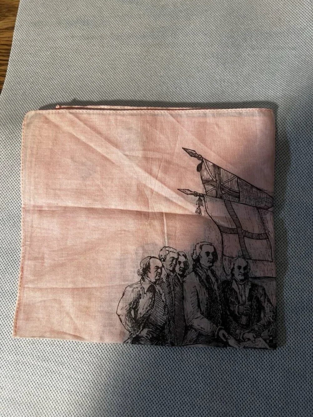 1940 Souvenir Handkerchief Americana The Declaration Of Independence W/ Sticker